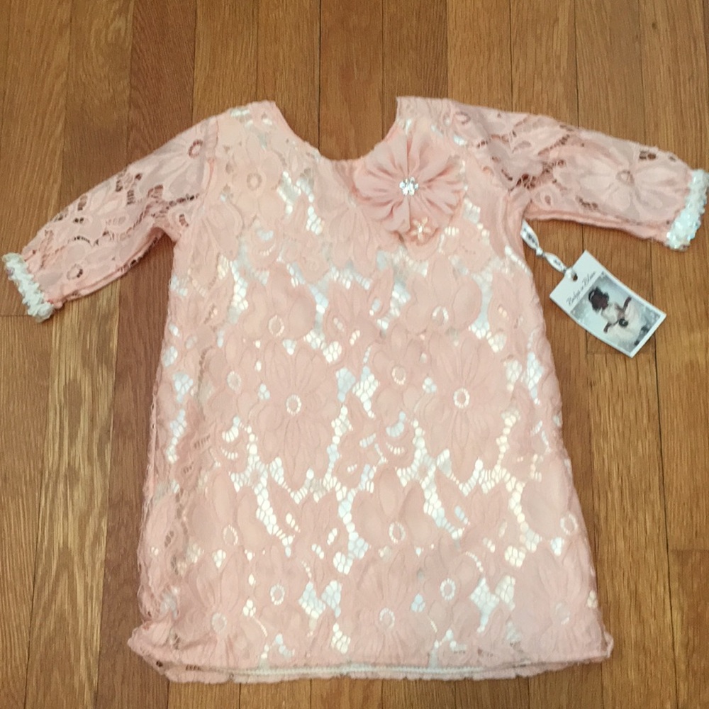 NWT toddler pink lace boutique dress